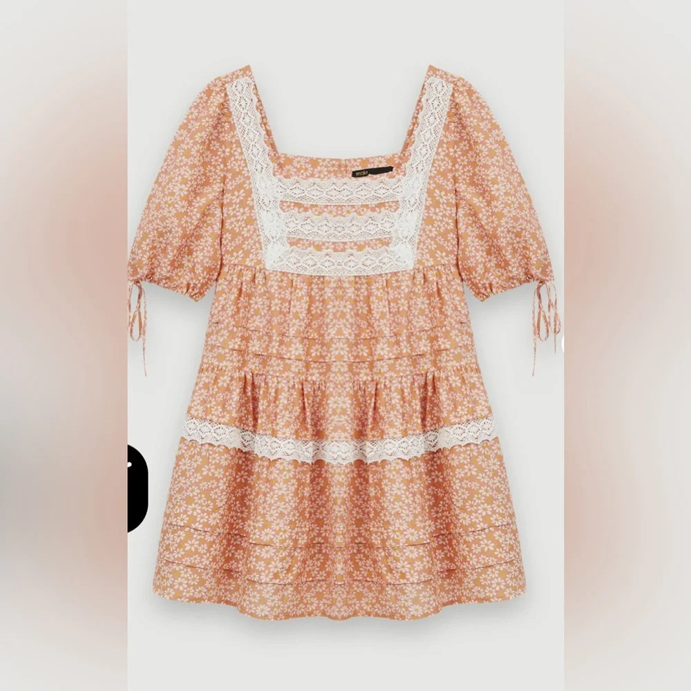 Maje NWT Printed lace braid dress Size 40 (US size Large) - Picture 5 of 16